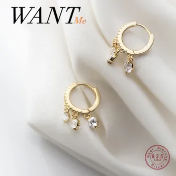 

WANTME New Arrival Luxury Pave Round Zircon Tassel Stud Earrings for Women Real 925 Sterling Silver Bohemian Chic Jewelry Gift