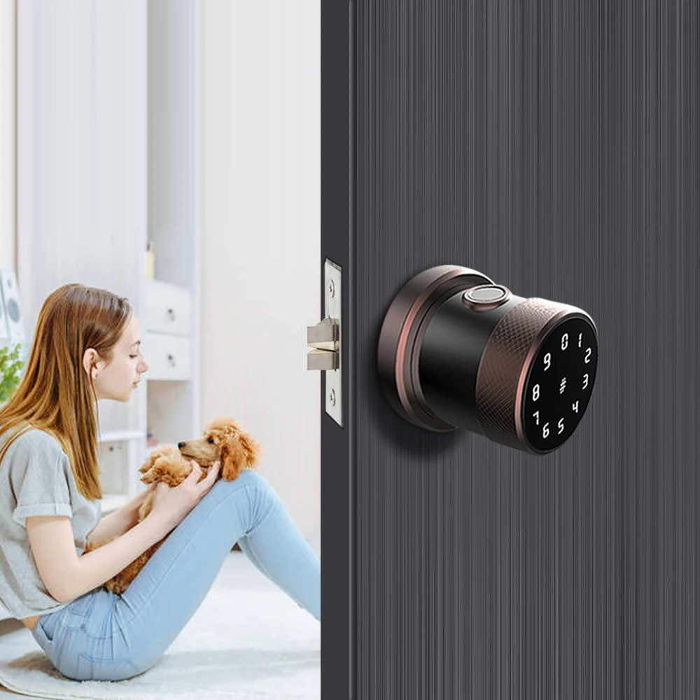  TT lock APP Fingerprint Door Lock Digital Keyboard Smart Card Combination knob Lock For Home / Offi
