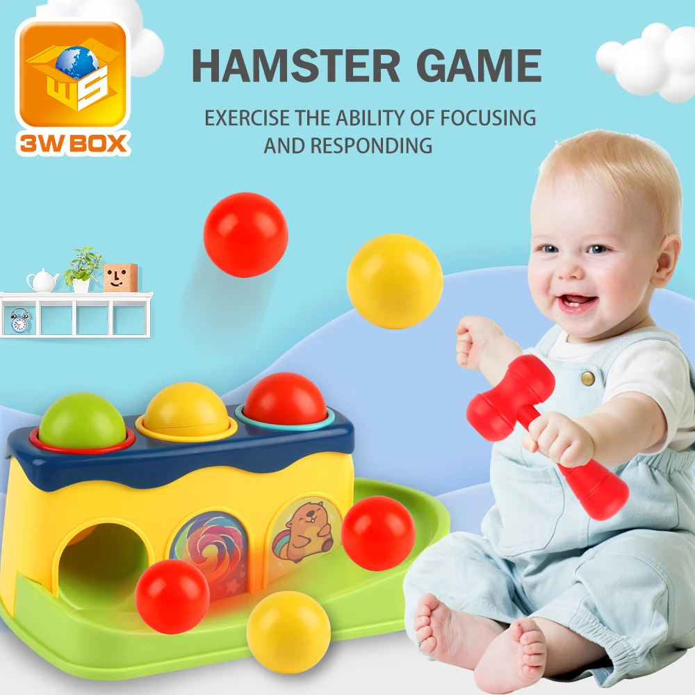 

3WBOX Baby colorful hitting toys with hammer kids preschool toys stack hand hammering ball box toy parent-child interactive toys