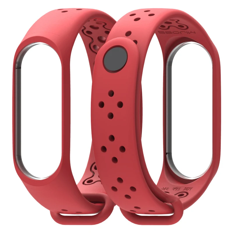 Ремешок mi Band 3 4, спортивные силиконовые часы, браслет на запястье, аксессуары, браслет mi band 3, умный Браслет для Xiaomi mi, ремешок 3 4 - Цвет: Red