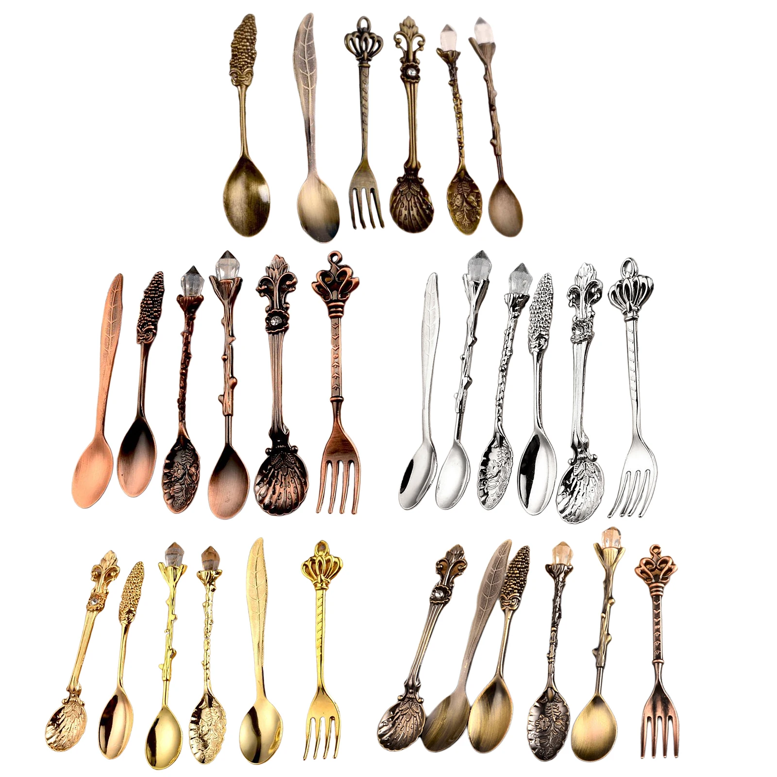 Spoon and Fork Set Spoon Decorative Dessert Spoons Coffee Spoons Golden