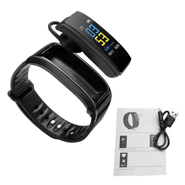 

Bluetooth Y3Plus Headphones Speak Smart Band Bracelet Heart Rate Monitor Sports Smart Watch Passometer Fitness Tracker Bracelet