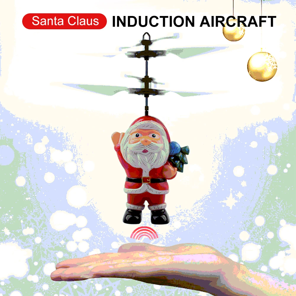 

Mini ufo Flying Inductive Drone Rc Quadcopter Santa Claus Remote control Helicopter Toy Christmas Gift for Kids Children Toys