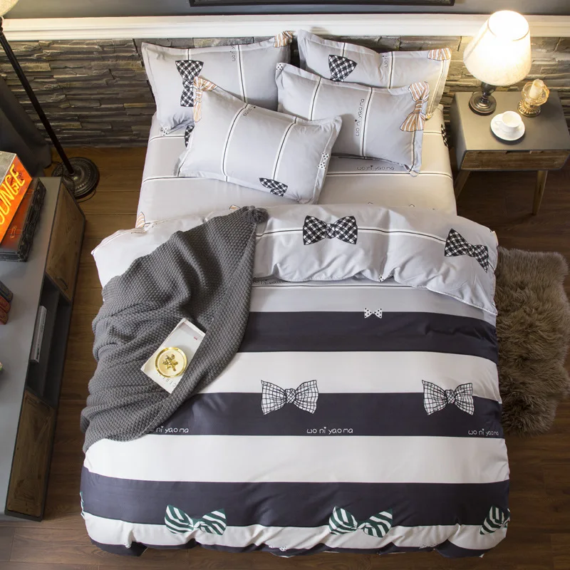 Leopard Printed 100% Polyester Bedding Sets Soft Quilt Cover Pillowcases Flat Sheets Breathable Soft Bedding Sets Home Textile