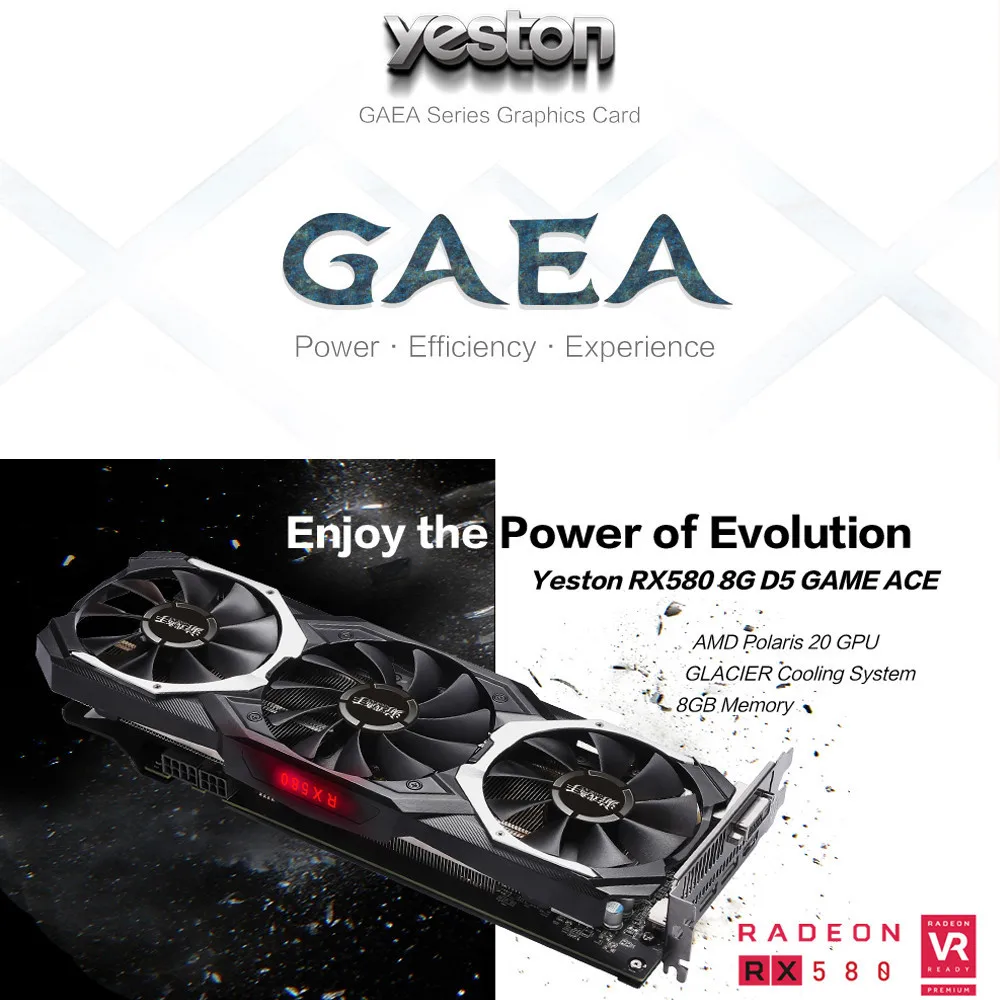 Yeston Radeon RX580 8GB GDDR5 PCI Express x16 3,0 видеоигровая видеокарта внешняя видеокарта для рабочего стола