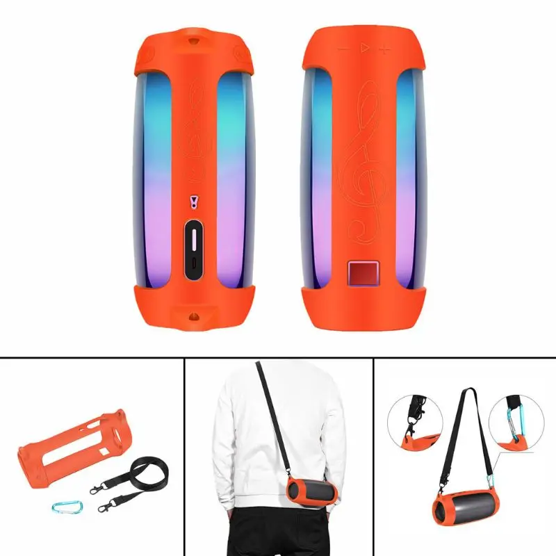 Силиконовый чехол с карабин с ремешком для J-B-L Pulse 4 Bluetooth