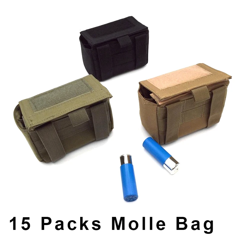 

15 Packs Bullet Pouch Tactical Molle Magazine Pouch Hunting Army Shotgun Airsoft Rifle Ammunition Pack Hunting Gun Cartridge Bag