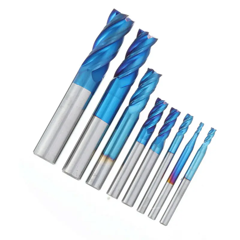 8 шт./компл. HRC50 2 мм-12 мм карбида Naco концевых фрез 4-сверло с канавками Вольфрам Сталь инструмент