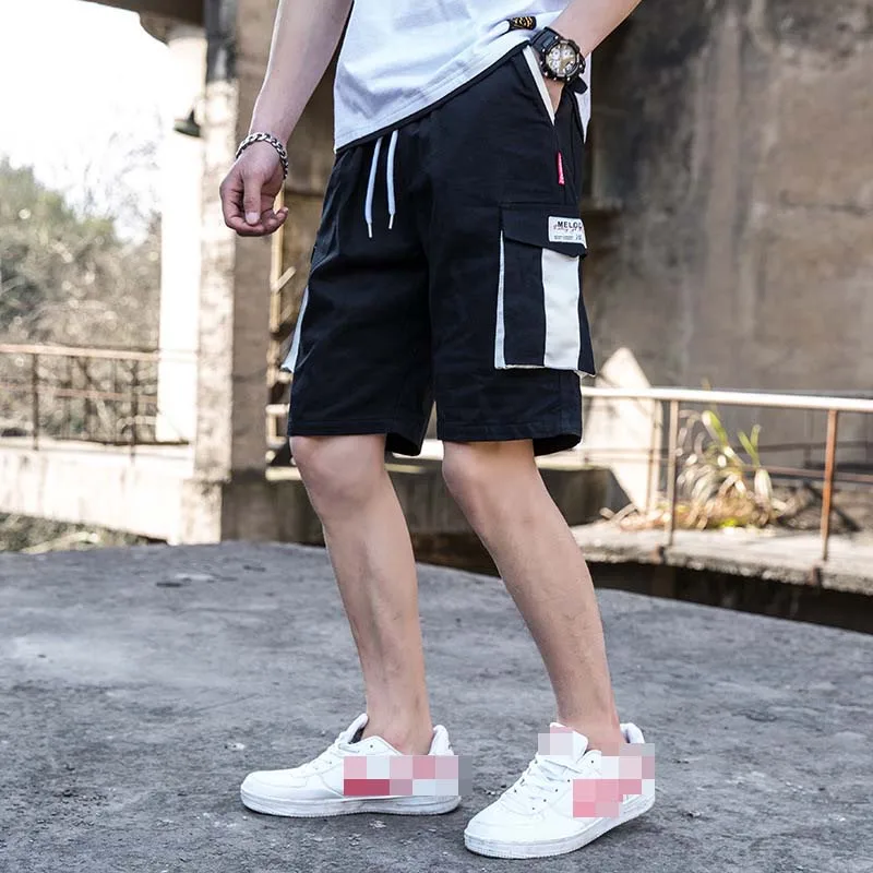 

Men Casual Knee Length Cargo Jogger Brand Drawstring Multiple Pockets Straight Cargo Jogger Shorts Japaness Style Fashion