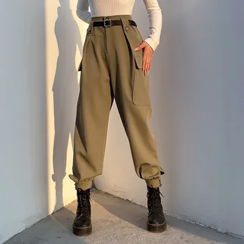 

NCLAGEN Cool Ladies Elegant Pants 2020 Streetwear ins Style High Waist Sweatpant Loose Casual Trousers Pockets Pantalons Capris