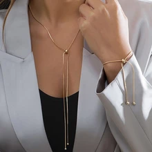 

New Stainless Steel Fashion Jewelry Minimalism Casual Elastic Buckle Twitch Stretch Charm Snake Bone Chain Necklaces For Women