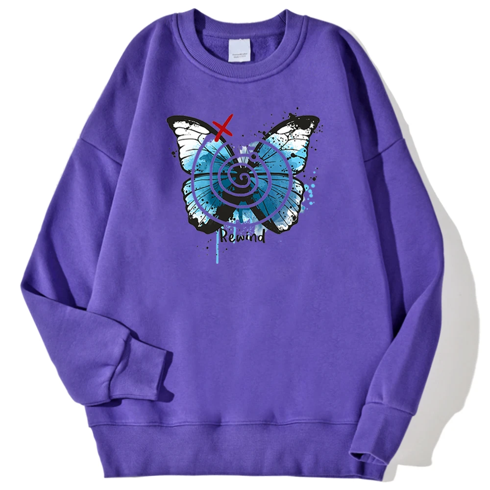 

Pretty Butterfly Rewind Men's Sweatshirt Cartoons Prints Hoodies Hip Hop Loose Men's Clothing Crewneck Fleece Pullovers Unisex