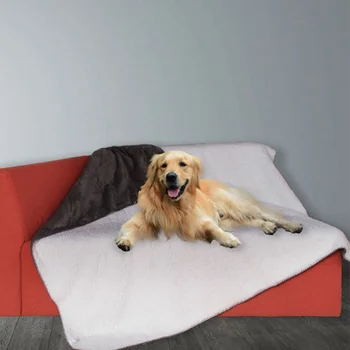 

Thickened Pet Cat Dog Blanket Waterproof Home Double Layer Solid Puppy Cushion Cover Portable Warm Bed Washable Couch Sofa