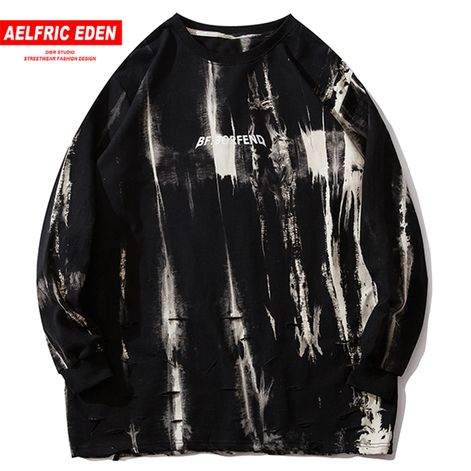 Aelfric Eden цветные свитеры с дырками мужские Harajuku уличная хип хоп Повседневная Хлопковая мужская пуловер модный длинный рукав