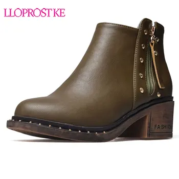 

Lloprost ke Women Ankle Martin Boots Autumn Winter Female Casual Shoes Woman Thick Heel Fashion Platform Round Toe Shoes H477