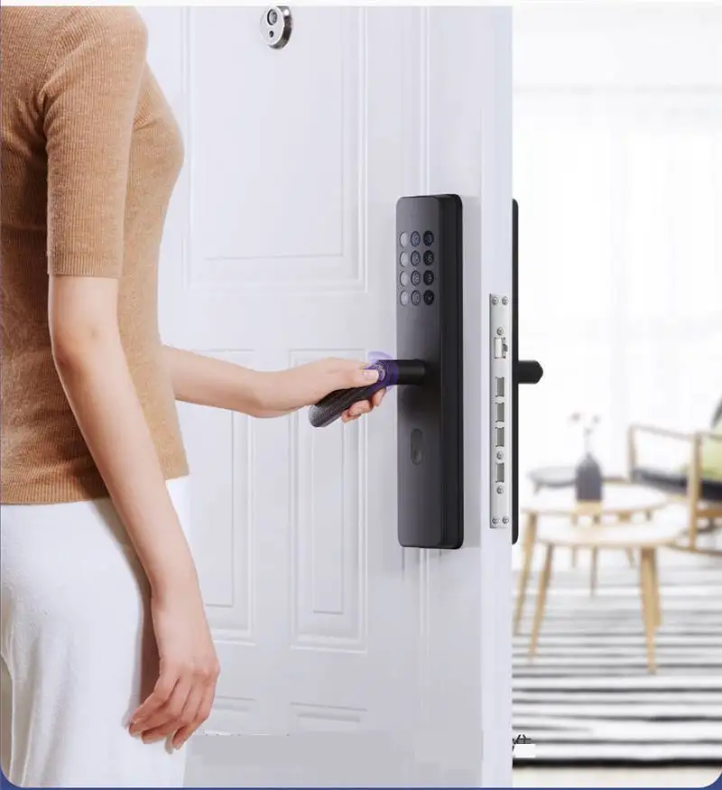 

Grey Digital Door Lock Security Electronic Keyless Door Lock Digital Smart APP Touch Screen Keypad Password Lock Door