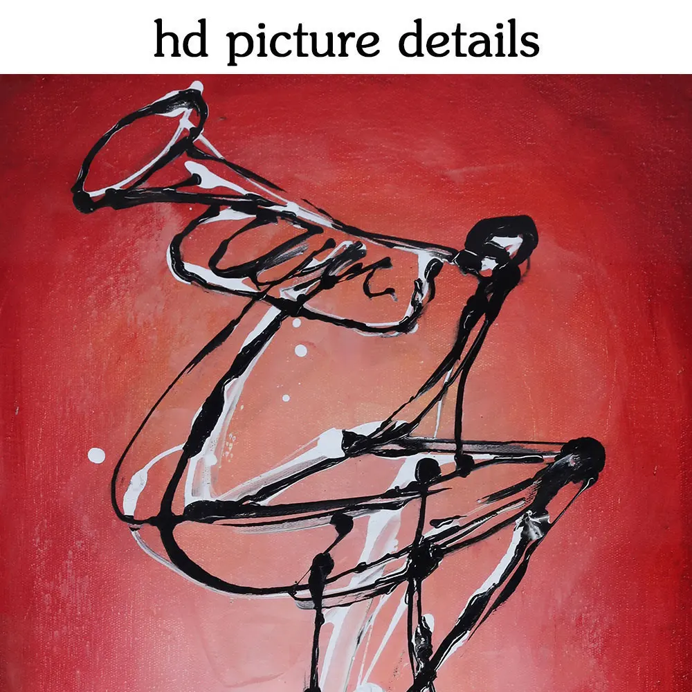 Modern Hand-Painted Oil Painting 5 Panels Abstract Orchestra Band Wall Art Canvas Painting for Living Room Home Wall Decoration