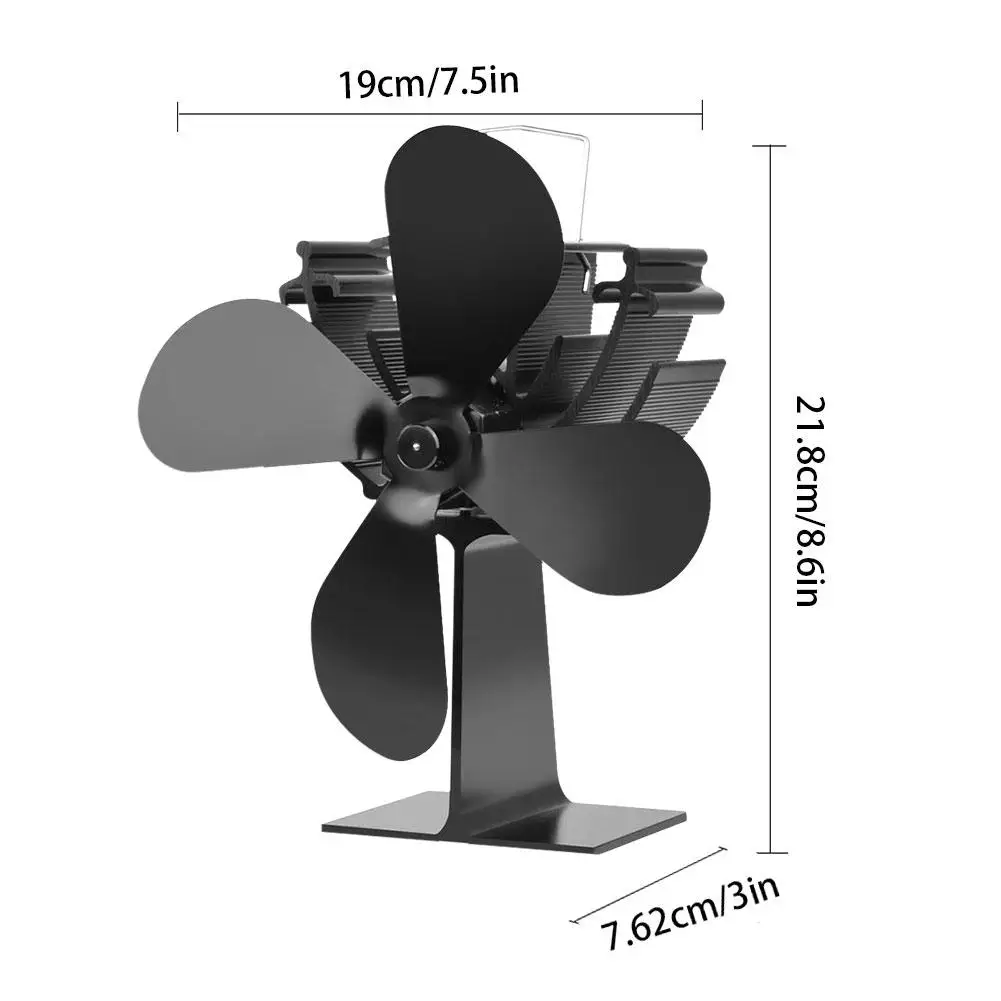 Черный камин 4 лопасти Тепловая плита вентилятор Ecofan кастаньеты горелки Экологичные тихий вентилятор домашнего эффективного распределения тепла# D