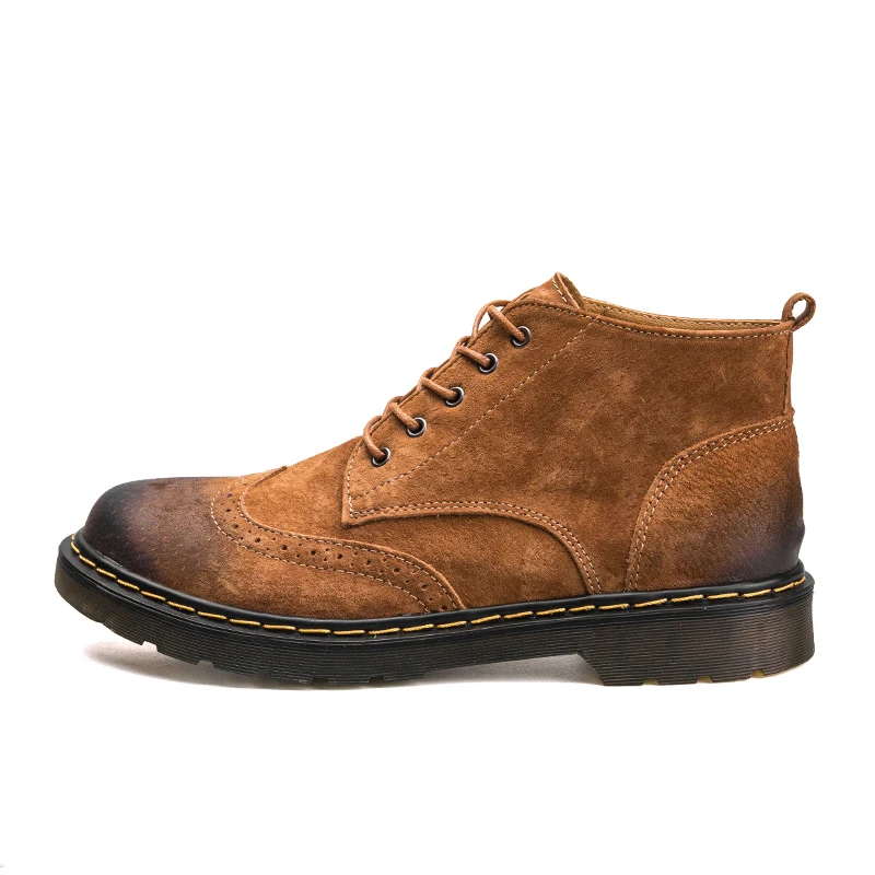 Мужские кожаные ботинки ботильоны из мягкой свиной кожи мужские высокие модные рабочие ботинки мужские повседневные удобные защитные ботинки botas hombre - Цвет: brown