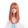 VICWIG – perruque de Cosplay synthétique mi-longue avec frange, cheveux lisses, Orange clair, résistant à la chaleur, perruques en filet Rose pour femmes ► Photo 3/6