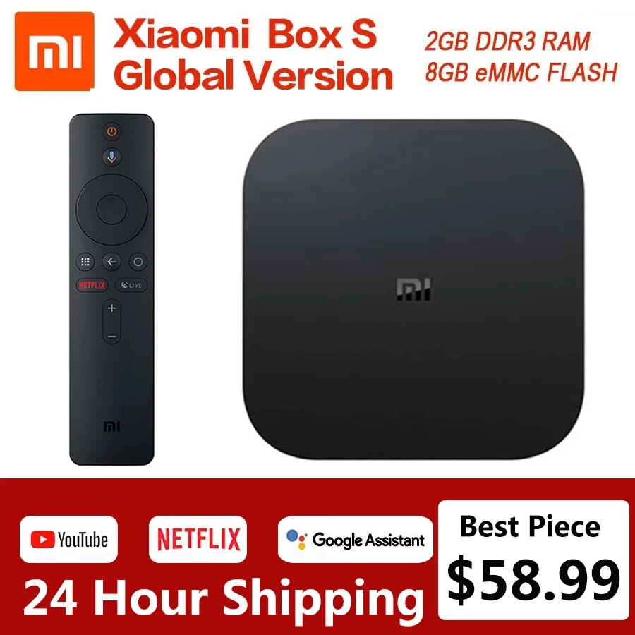 ТВ приставка Xiaomi Mi TV Box S глобальная версия 4K Ultra HD Android 9 0 HDR 2G 8G WiFi Google Cast Netflix Smart 4