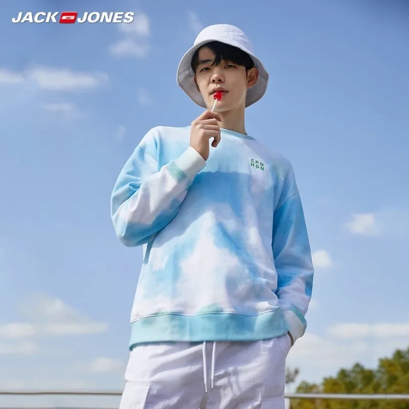 JackJones Мужская Удобная Толстовка с буквенным принтом окрашенный галстук круглый