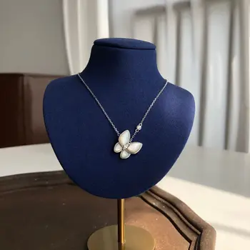 

S925 Fine Silver White Butterfly Necklace Female Non-mainstream Design High Grade Sense Necklace Pendant Ornament