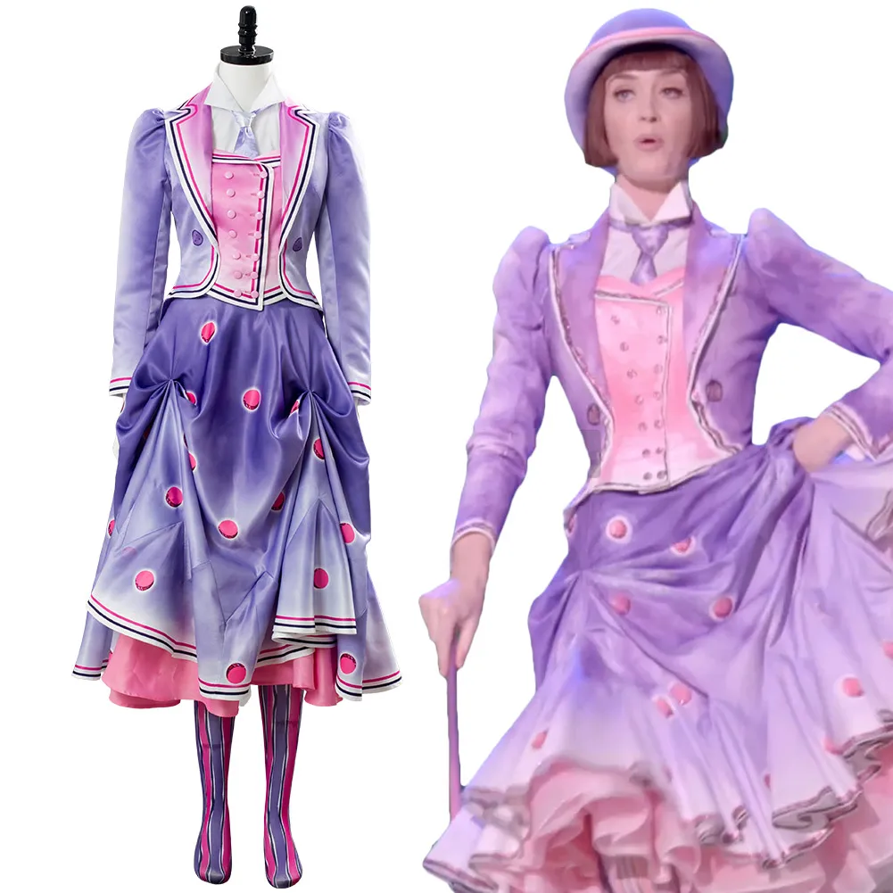 Мария Косплей Poppins возвращает 2 Джейн банки костюм платье Обложка не книга ручная