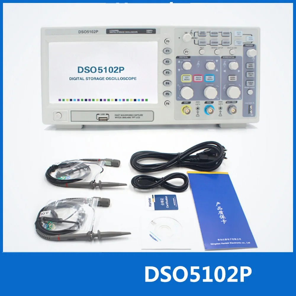 

Handheld Oscilloscopes Digital Oscilloscope Hantek DSO5102P Portable 100MHz 2Channels 1GSa/s Record Length 40K USB Osciloscopio