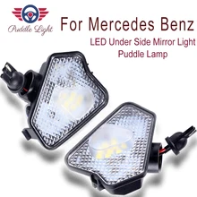 2x alta potencia xenón blanco LED bajo espejo lateral Puddle montaje de la lámpara para Mercedes Benz W204 W212 W176 W246 C219 W221 ACES(China)