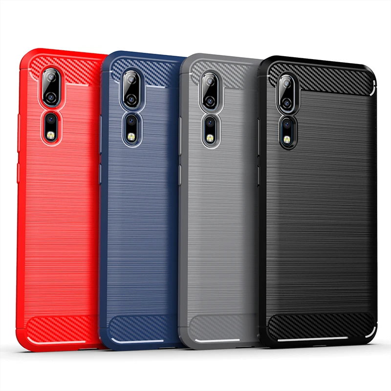 Роскошный противоударный чехол из мягкого силикона ТПУ и углеродного волокна с