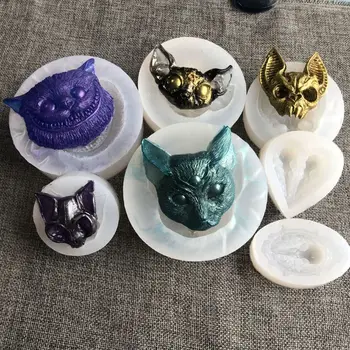 

Epoxy Resin Cat Charms Silicone Molds Jewelry Casting Sphynx Cat 3 Eyes Kitty Horns Kitten Head Raven Crow Skull Mold