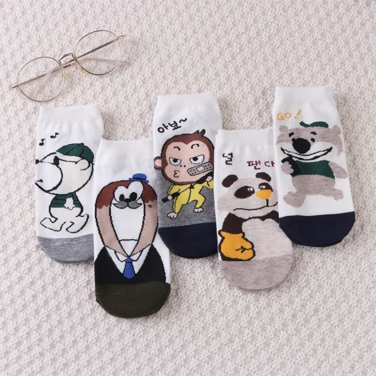 5 Pairs-8 5 пар, женские хлопковые носки, милые короткие носки-башмачки для девочек с изображением принцессы русалки, Симпсона, Марвел, Супермена, кролика - Цвет: 5 Pairs-8