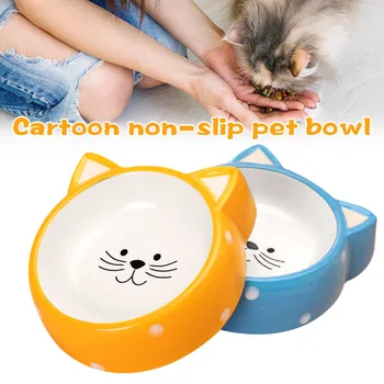 

Pet Bowls Pet Ceramic Bowl Cartoon Pet Food Bowl Cat Dog Bowl Pet Feeder Universal QP2