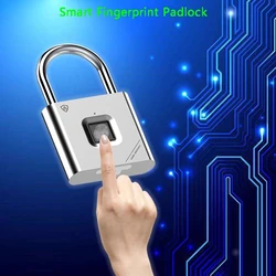 Cadenas intelligent à empreintes digitales en alliage de Zinc, déverrouillage rapide, en métal, puce d'auto imagerie à 10 empreintes digitales, chargement USB, serrure de porte 