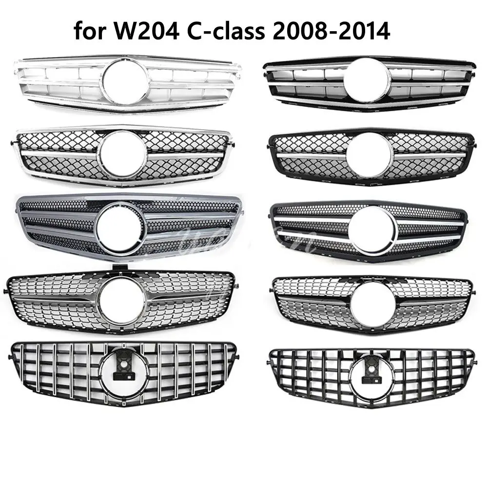 Передняя решетка подходит для Mercedes Benz C Class W204 C180 C200 C230 C300 C260 2008- Замена гоночных Грилей