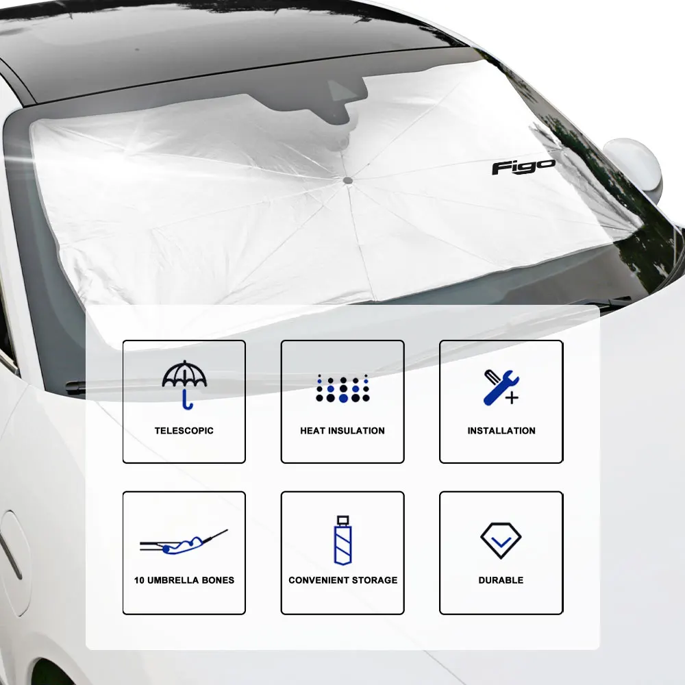 Canvcle 5-Piece Sunshade Set For Ford Ranger 4-Door (2019-2026) - Windshield & Window Sun Visors, Black - View #3