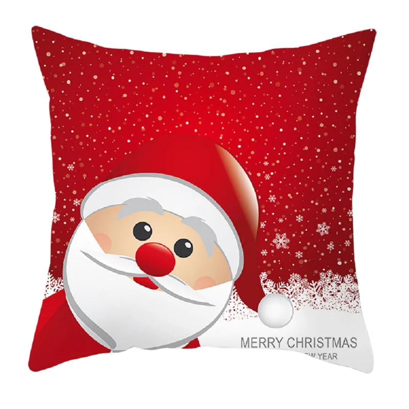 Рождественские декоративные наволочки из полиэстера с рождественским рисунком Санта Клауса лося, наволочка 45*45 см - Цвет: red-P
