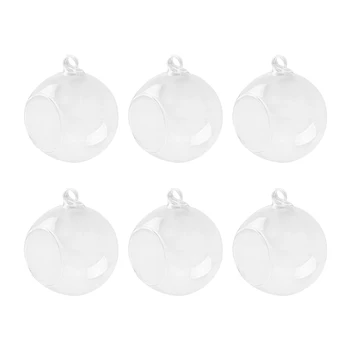 

6 Pcs 100mm Clear Ball Shaped Hanging Glass Vases Flat Base Design Ball Shape Flower Plants Terrarium Vase Containers Landscape