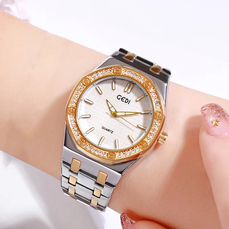 Часы Ms. Diamond Simple Tuhao Gold водонепроницаемые Модные классические женские часы с