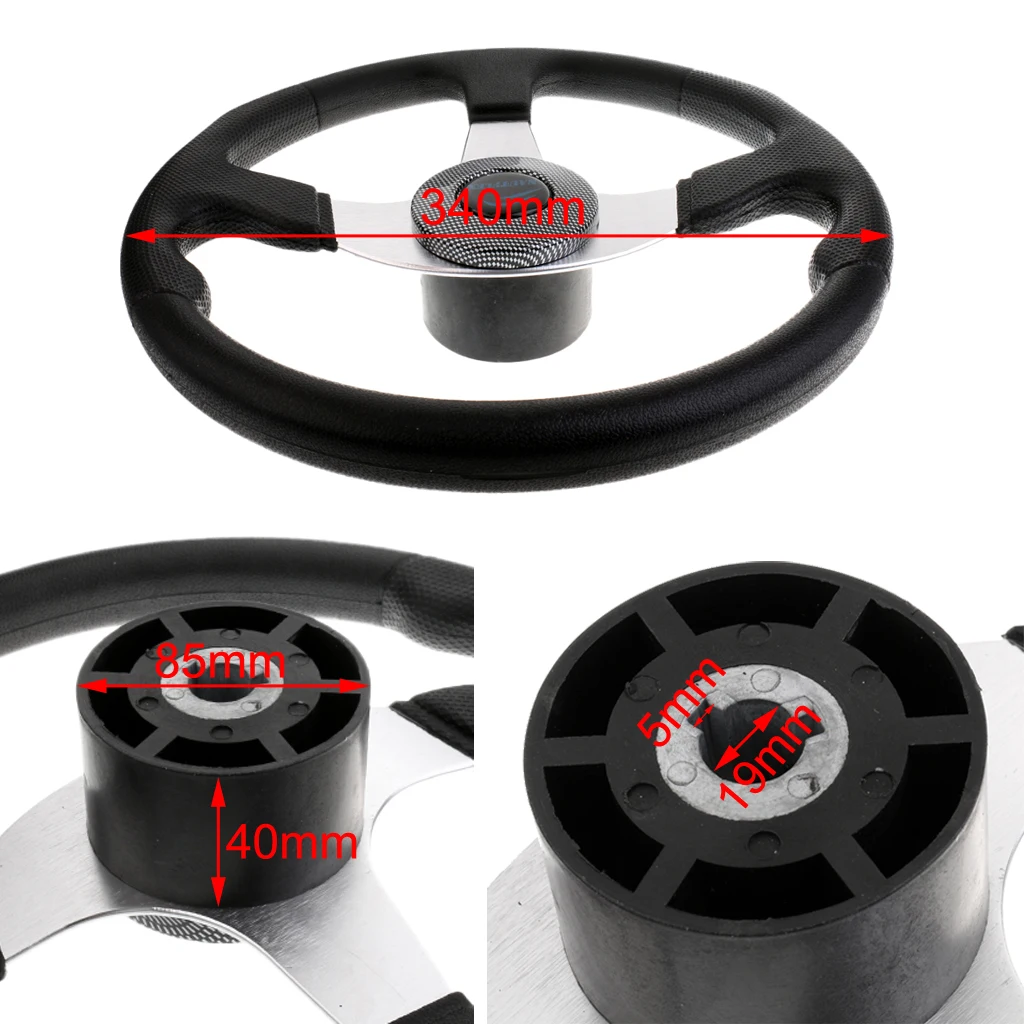 Performance Boat Steering Wheel - with Cap and Comfort Grip - Great for Marine Pontoon Boat Yacht