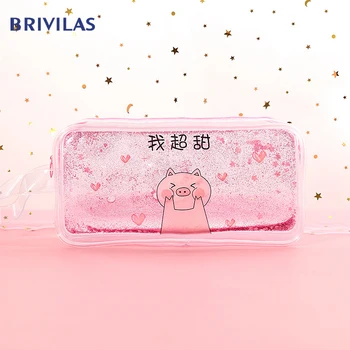 

Brivilas transparent cosmetic bag makeup cute cartoon pink make up bag waterproof portable toiletry bag storage travel fashion