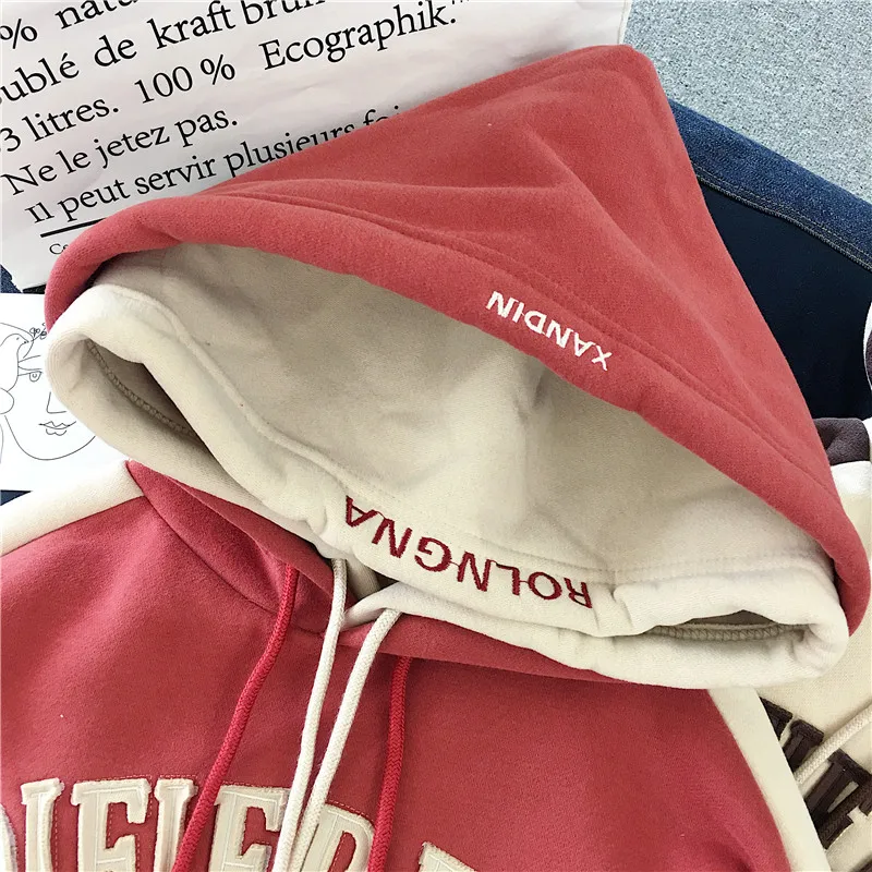 Женская толстовка с капюшоном, ulzzang Harajuku, шикарная, с надписью, зимняя, новая, корейская мода, свободная, плюс бархат, толстая, повседневная, Женская толстовка