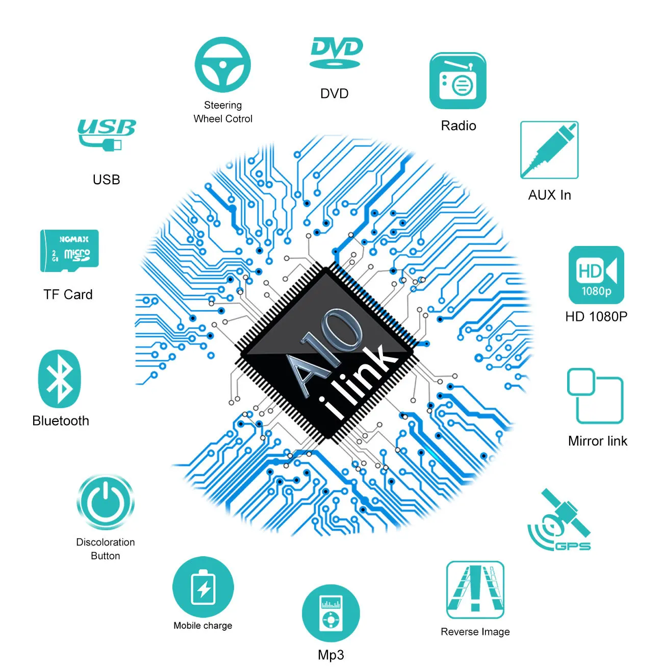 2 Din стерео приемник автомобиля Радио HD 1080p Авторадио CD плеер bluetooth Авто USB AUX Multimidia Lecteur Dvd Voiture Зеркало Ссылка
