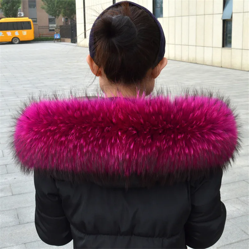 Genuine Real Raccoon Fur Collar Scarves Natural Raccoon fur Shawl Women Parka Coat Hood Trim Collar warm Fashion solid wrap