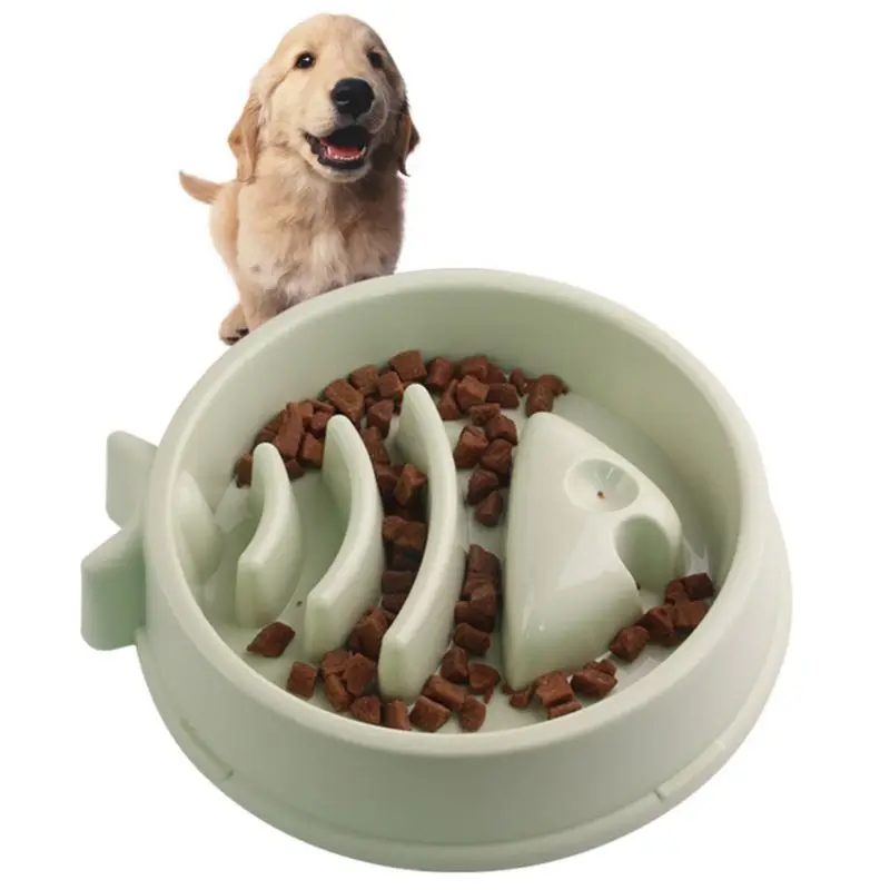 Pet Slow Eating Feeder Fish Shape Dog Bowl Bloat Stop Healthy Interactive Feeding Food Puppy Plate Dishes