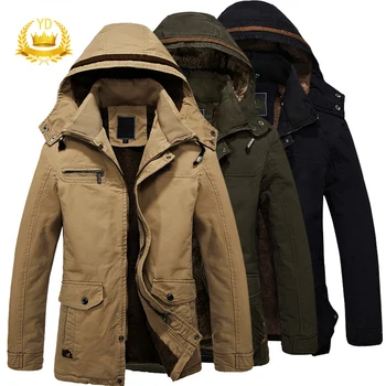 

Men's Velvet Hooded Tooling Wind-washed Tactical Jacket Men's Jacket To Keep Warm YDJS