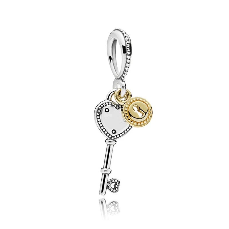 Любовь счастливые украшения-ключи 925 кулон бусины подходят браслет pandora бусины ювелирные изделия для друга подарок на день рождения