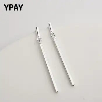 

YPAY 100% Genuine 925 Sterling Silver Drop Earring Korea Tassel Stick Bar Earrings Xmas Gift for Teen Girls Fine Jewelry YME621