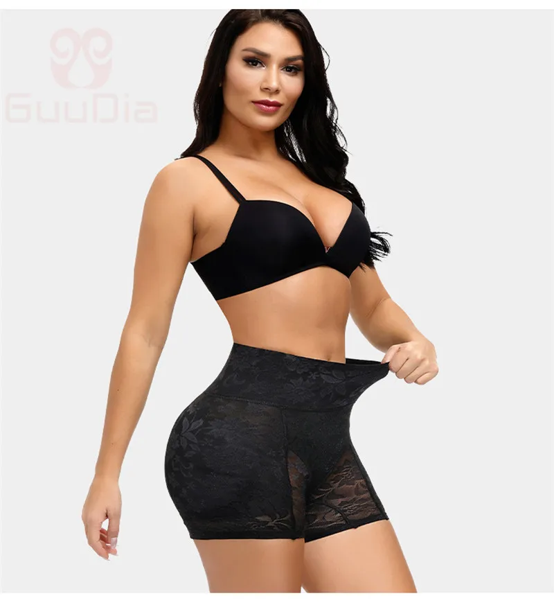 GUUDIA High Waist Trainer Body Shaper Panties Hip Butt Padded Panty Butt Lifter Hip Enhancer Thick Waistband Lace Shapers Women best shapewear for tummy and waist